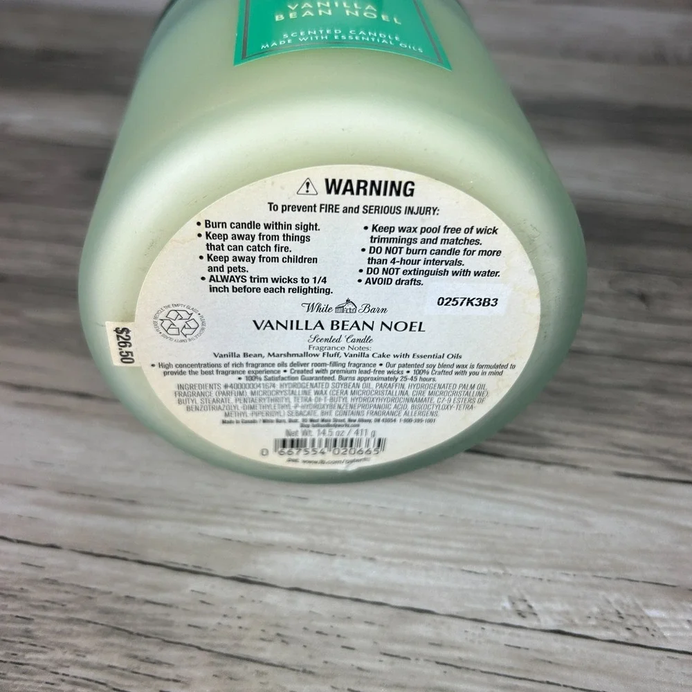 Bath And Body Works White Barn Vanilla Bean Noel Candle 3-wick